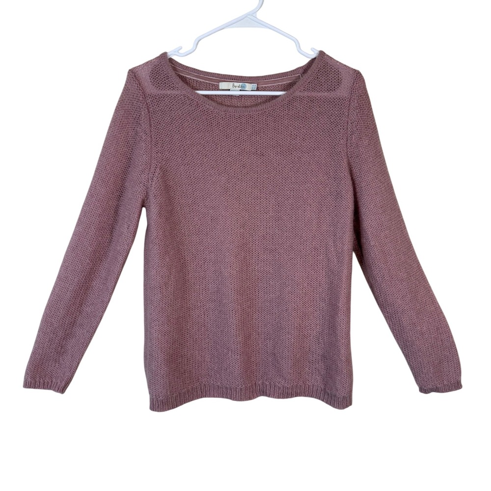 Boden Pink Knit Sweater Long Sleeve‎ Crew Neck Size M Mohair Wool Blend Feminine